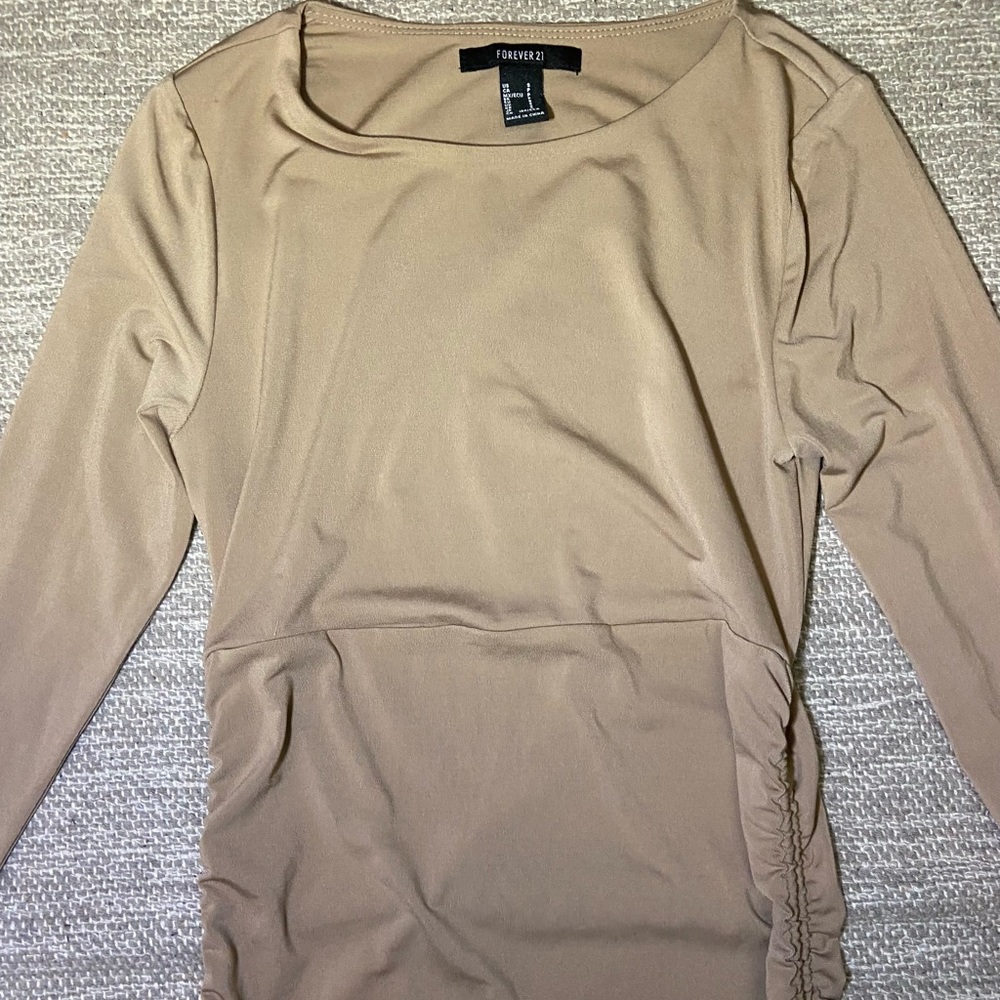 Tan Long Sleeve Bodycon Dress